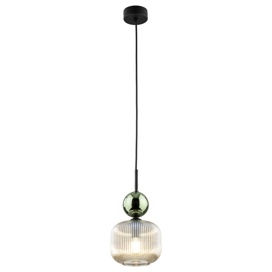 Lampa wisząca SOPHIA na lince 1xE14/10W/230V czarna/zielona/dymowo-beżowa