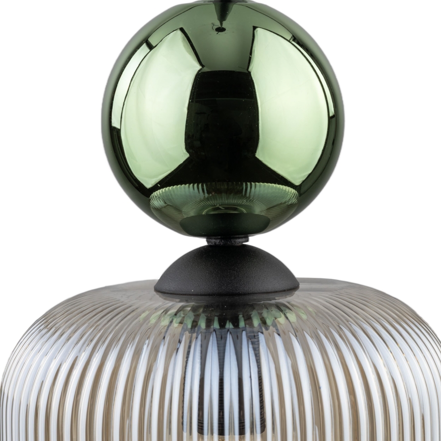 Lampa wisząca SOPHIA na lince 1xE14/10W/230V czarna/zielona/dymowo-beżowa