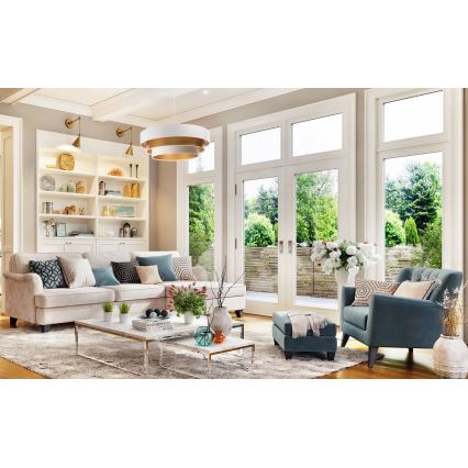 Lampa wisząca na linkę TRINITI 1xE27/60W/230V biała/złota