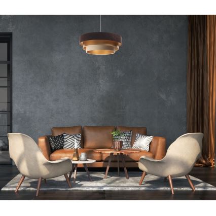 Lampa wisząca na linkach TRINITI 1xE27/60W/230V brązowy/złoty/beżowy