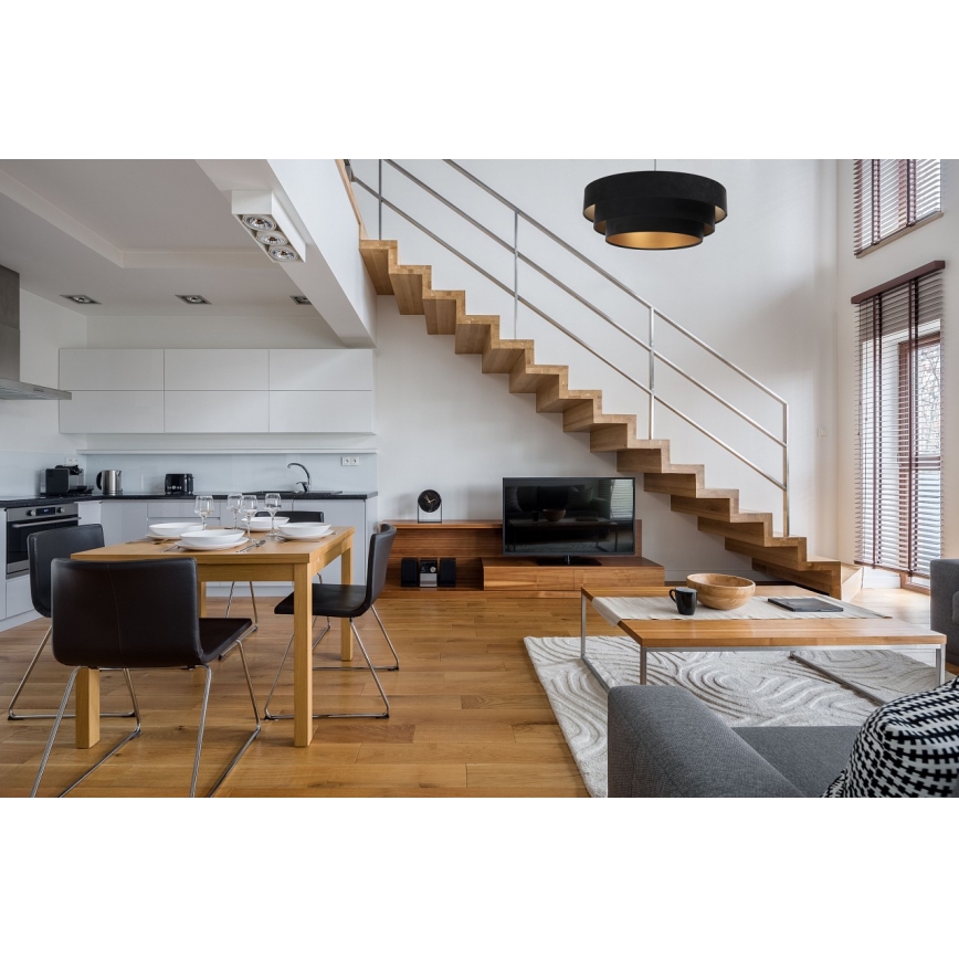 Lampa wisząca na linku TRINITI 1xE27/60W/230V czarna/złota