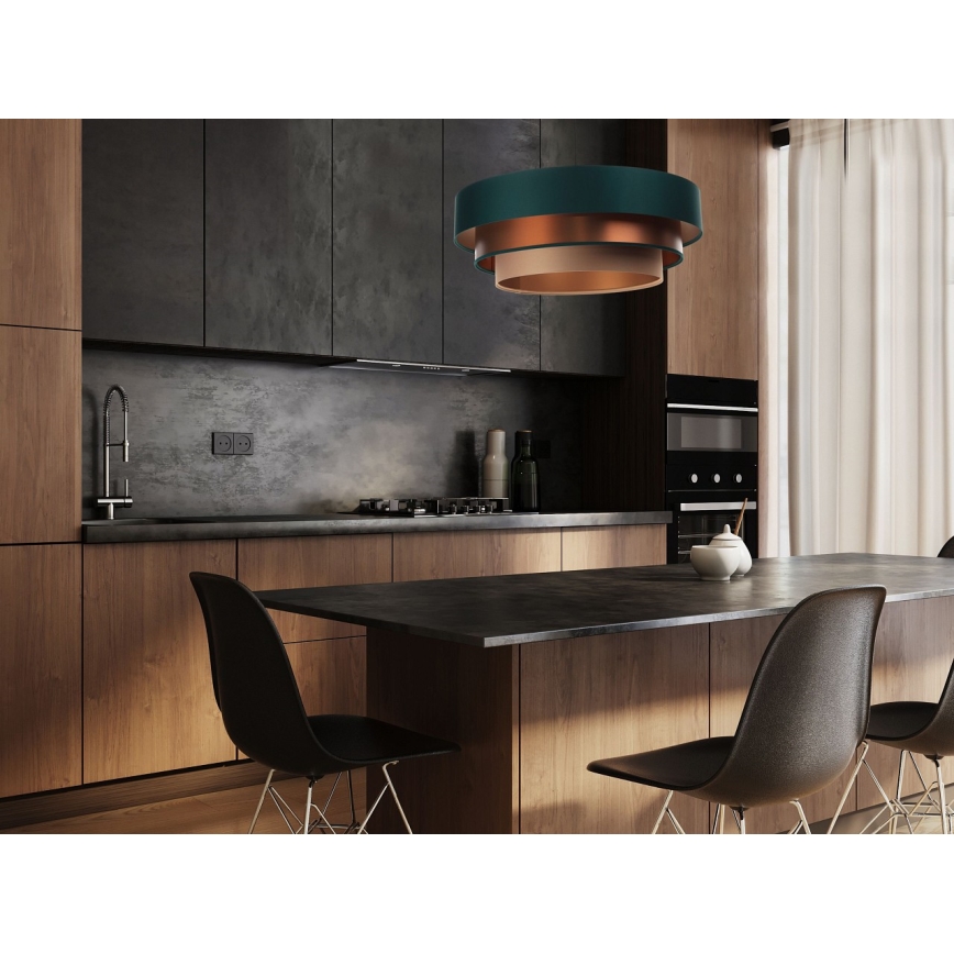Lampa wisząca na linku TRINITI 1xE27/60W/230V zielony/miedź