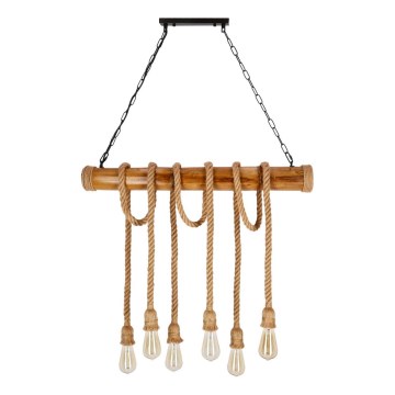 Lampa wisząca VINT 6xE27/40W/230V bambus