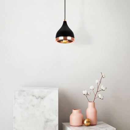 Lampa wisząca YILDO 1xE27/40W/230V czarna/miedziana