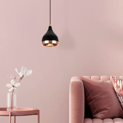 Lampa wisząca YILDO 1xE27/40W/230V czarna/miedziana