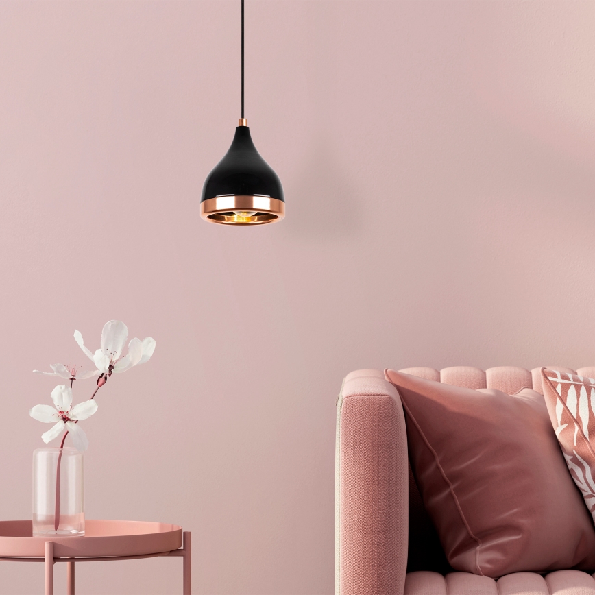 Lampa wisząca YILDO 1xE27/40W/230V czarna/miedziana
