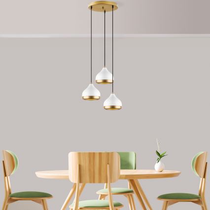 Lampa wisząca YILDO 3xE27/40W/230V biała/złota