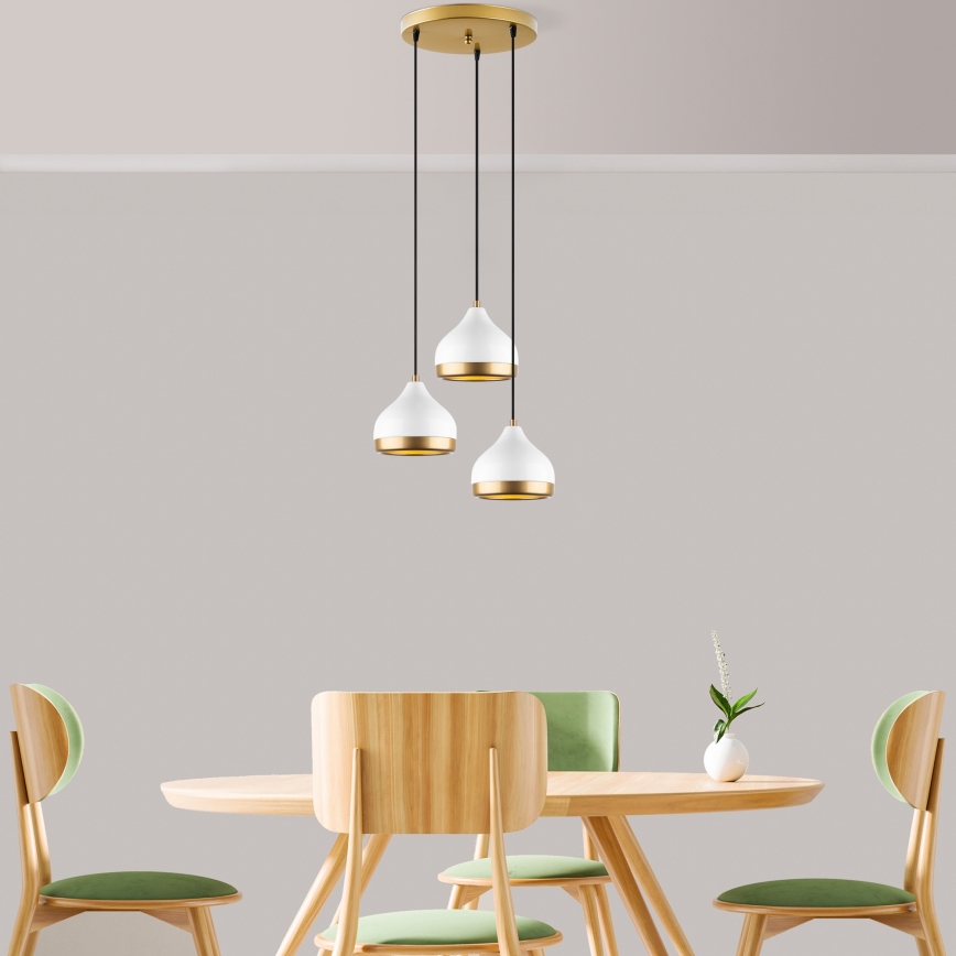 Lampa wisząca YILDO 3xE27/40W/230V biała/złota