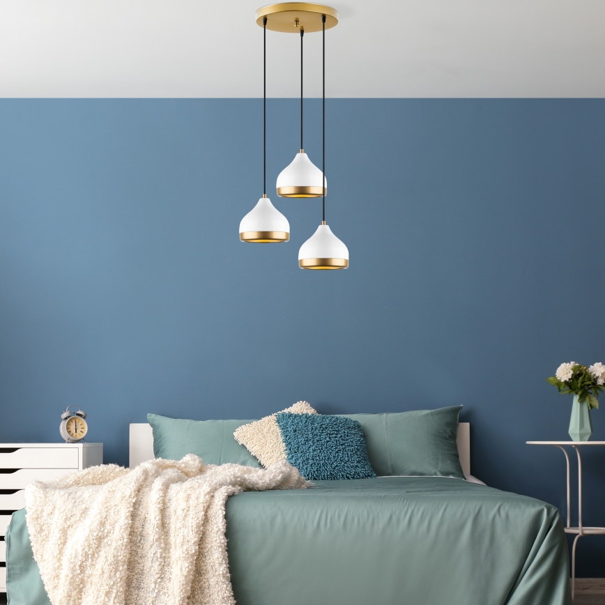 Lampa wisząca YILDO 3xE27/40W/230V biała/złota