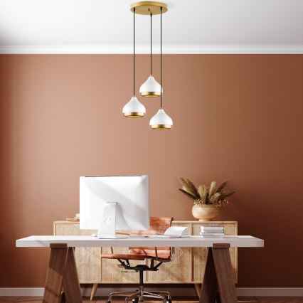 Lampa wisząca YILDO 3xE27/40W/230V biała/złota