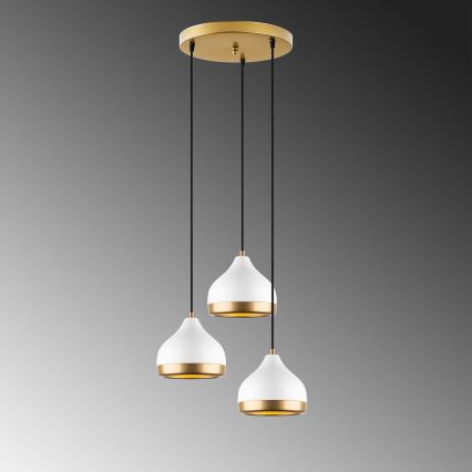Lampa wisząca YILDO 3xE27/40W/230V biała/złota