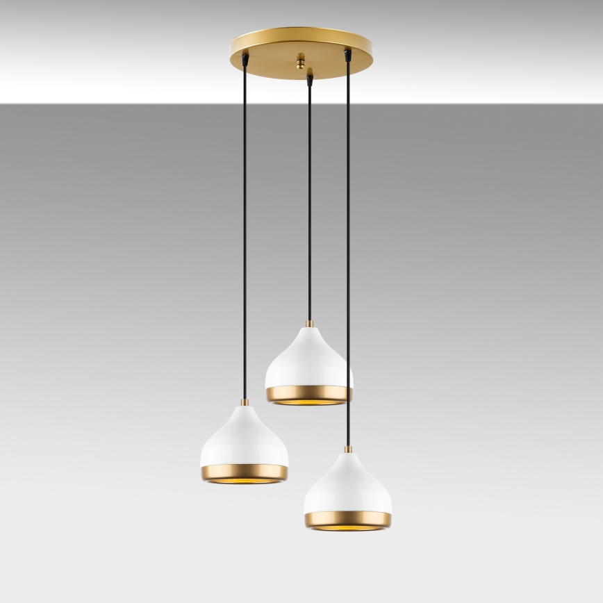 Lampa wisząca YILDO 3xE27/40W/230V biała/złota