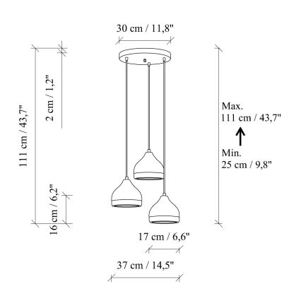 Lampa wisząca YILDO 3xE27/40W/230V biała/złota