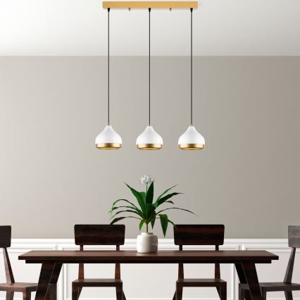 Lampa wisząca YILDO 3xE27/40W/230V biała/złota