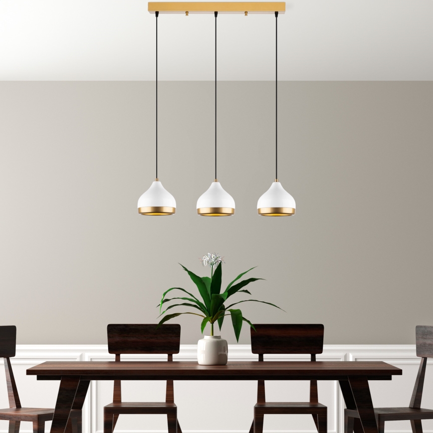 Lampa wisząca YILDO 3xE27/40W/230V biała/złota