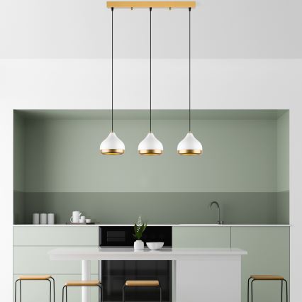 Lampa wisząca YILDO 3xE27/40W/230V biała/złota