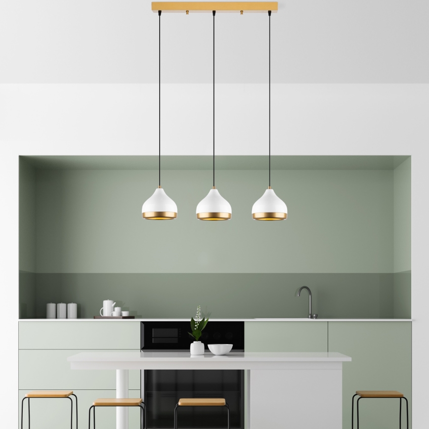 Lampa wisząca YILDO 3xE27/40W/230V biała/złota