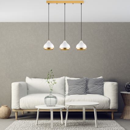 Lampa wisząca YILDO 3xE27/40W/230V biała/złota