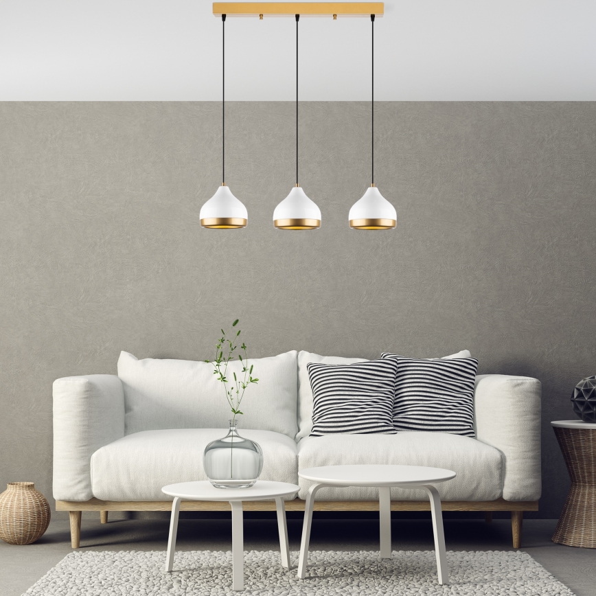 Lampa wisząca YILDO 3xE27/40W/230V biała/złota