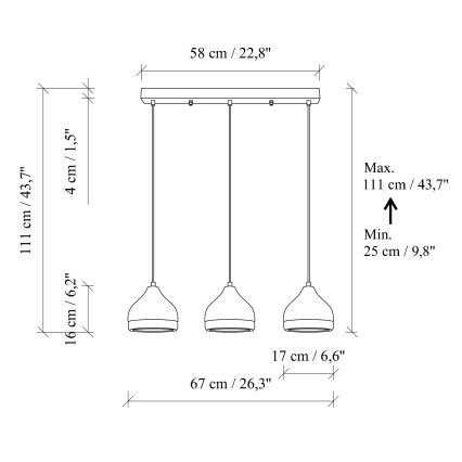 Lampa wisząca YILDO 3xE27/40W/230V biała/złota