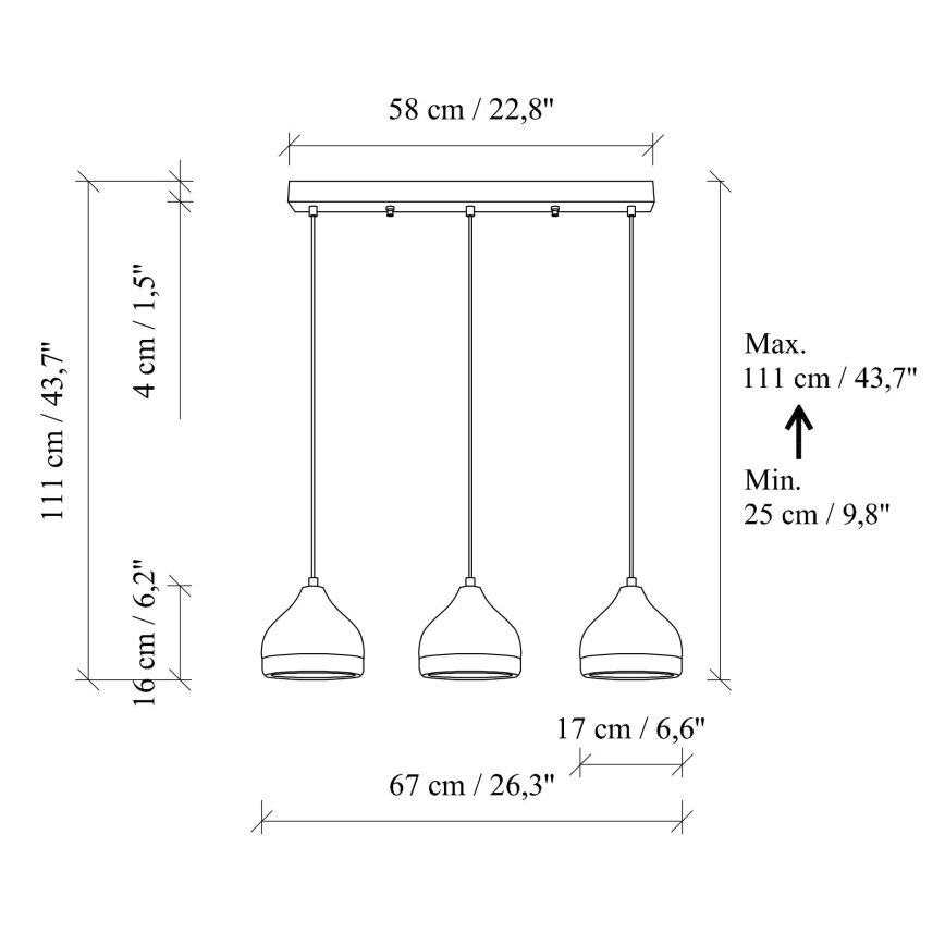 Lampa wisząca YILDO 3xE27/40W/230V biała/złota