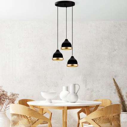 Lampa wisząca YILDO 3xE27/40W/230V czarna/złota