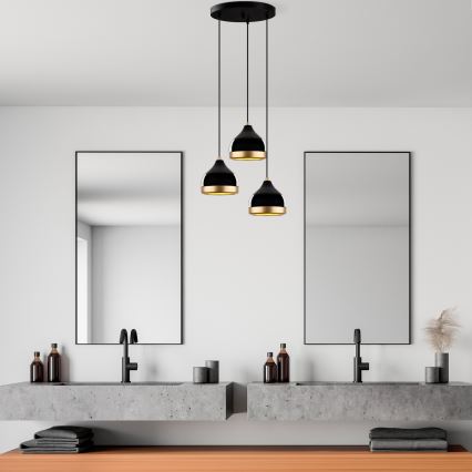 Lampa wisząca YILDO 3xE27/40W/230V czarna/złota