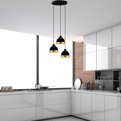 Lampa wisząca YILDO 3xE27/40W/230V czarna/złota