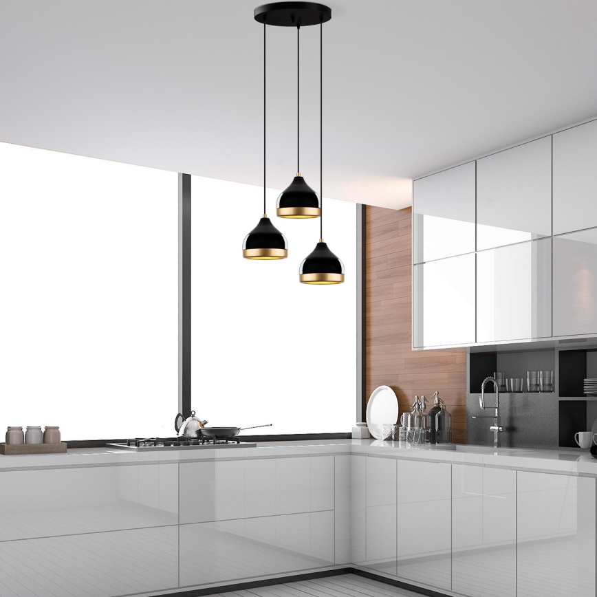 Lampa wisząca YILDO 3xE27/40W/230V czarna/złota