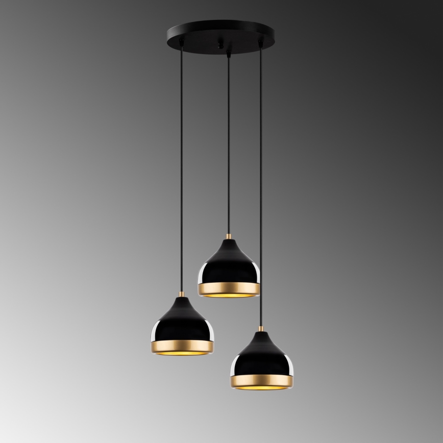 Lampa wisząca YILDO 3xE27/40W/230V czarna/złota