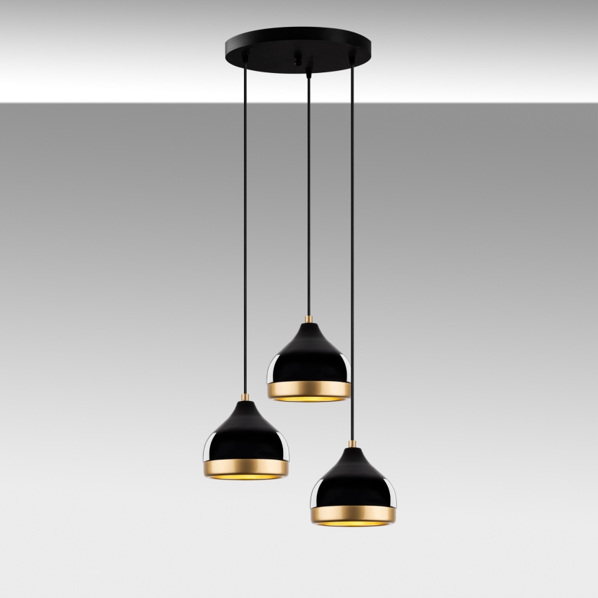 Lampa wisząca YILDO 3xE27/40W/230V czarna/złota