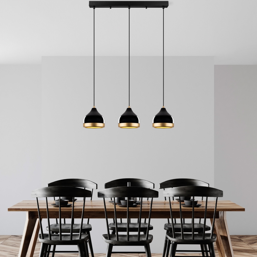 Lampa wisząca YILDO 3xE27/40W/230V czarny/złoty