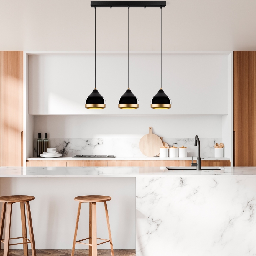 Lampa wisząca YILDO 3xE27/40W/230V czarny/złoty