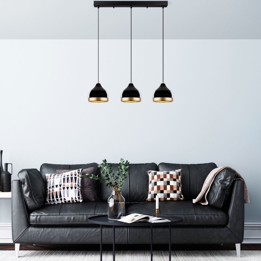 Lampa wisząca YILDO 3xE27/40W/230V czarny/złoty