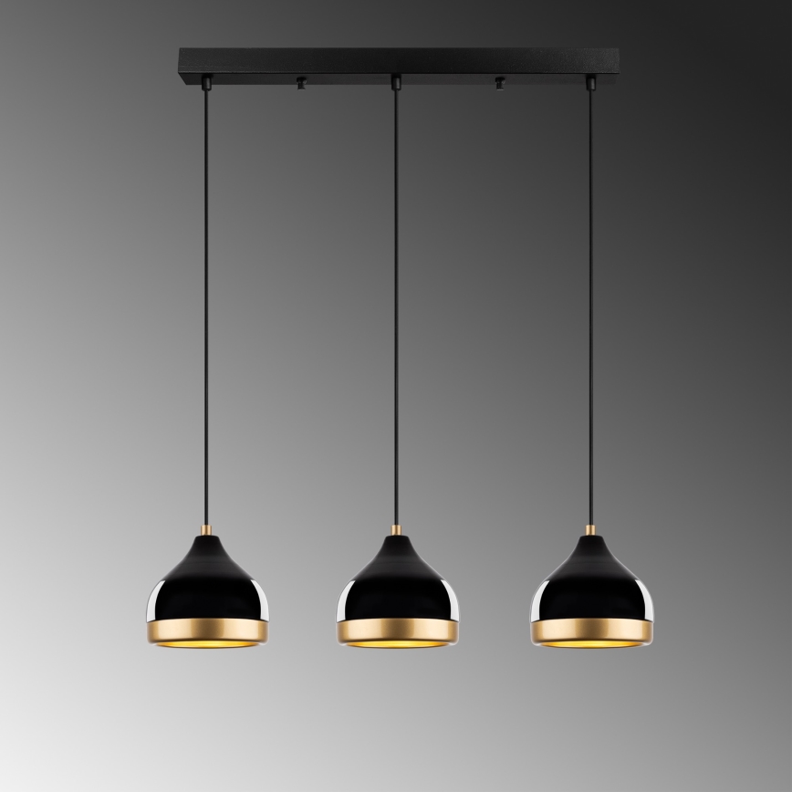Lampa wisząca YILDO 3xE27/40W/230V czarny/złoty