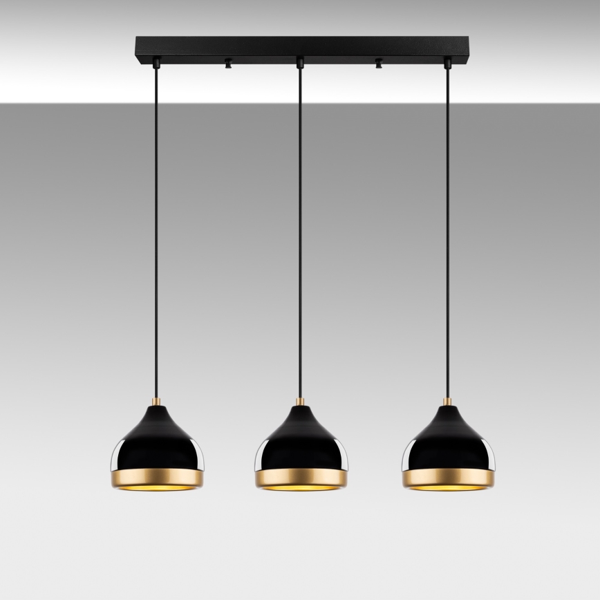 Lampa wisząca YILDO 3xE27/40W/230V czarny/złoty