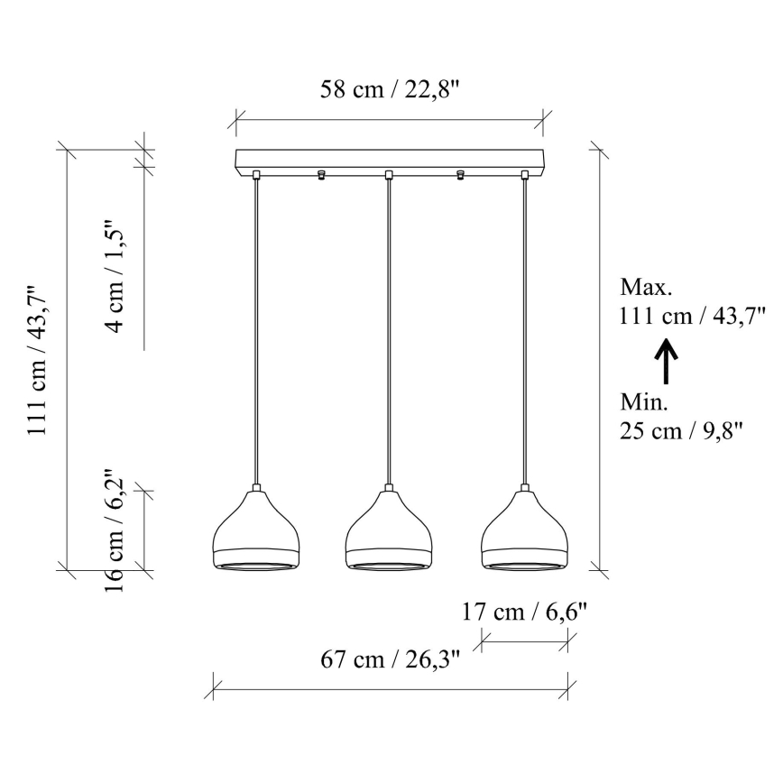 Lampa wisząca YILDO 3xE27/40W/230V czarny/złoty