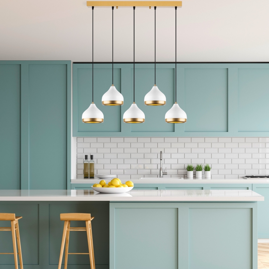 Lampa wisząca YILDO 5xE27/40W/230V biała/złota