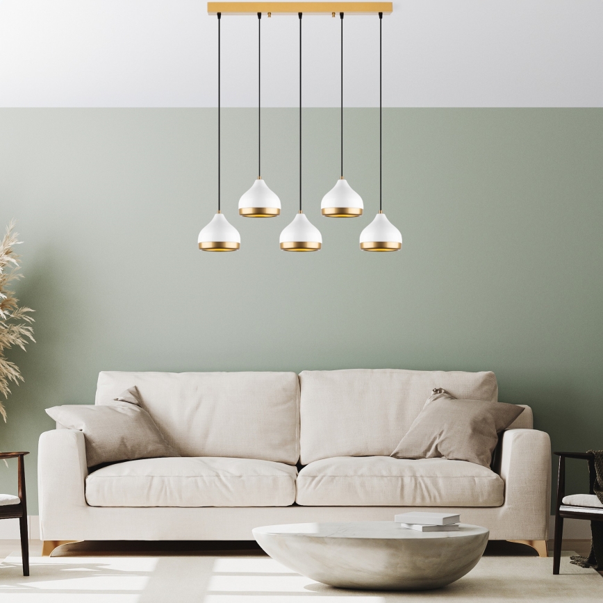 Lampa wisząca YILDO 5xE27/40W/230V biała/złota
