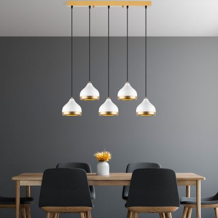Lampa wisząca YILDO 5xE27/40W/230V biała/złota