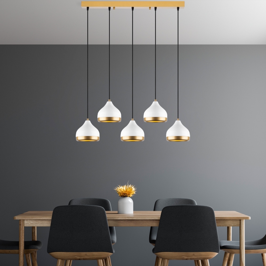 Lampa wisząca YILDO 5xE27/40W/230V biała/złota