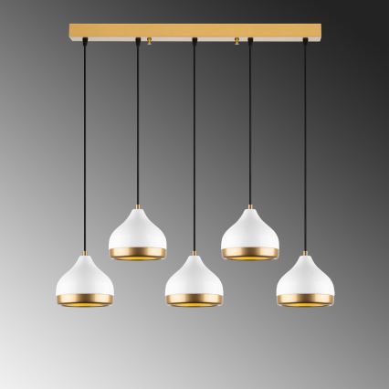 Lampa wisząca YILDO 5xE27/40W/230V biała/złota