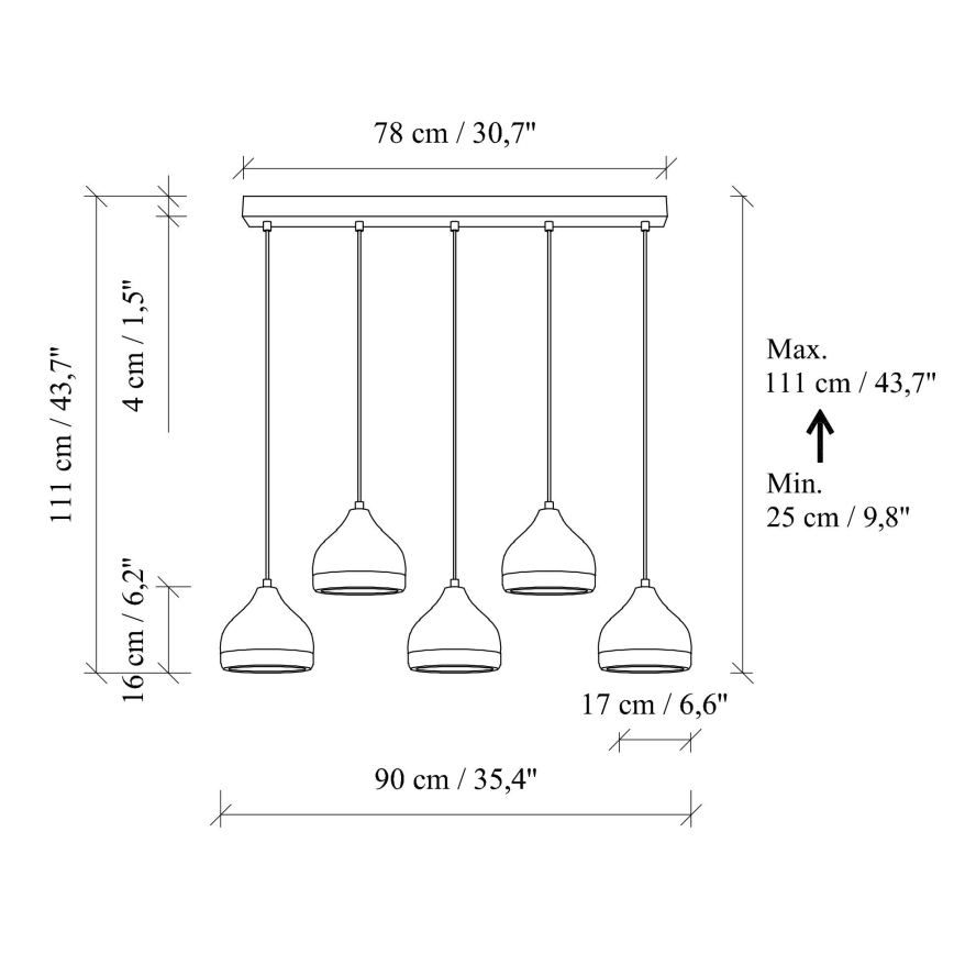 Lampa wisząca YILDO 5xE27/40W/230V biała/złota