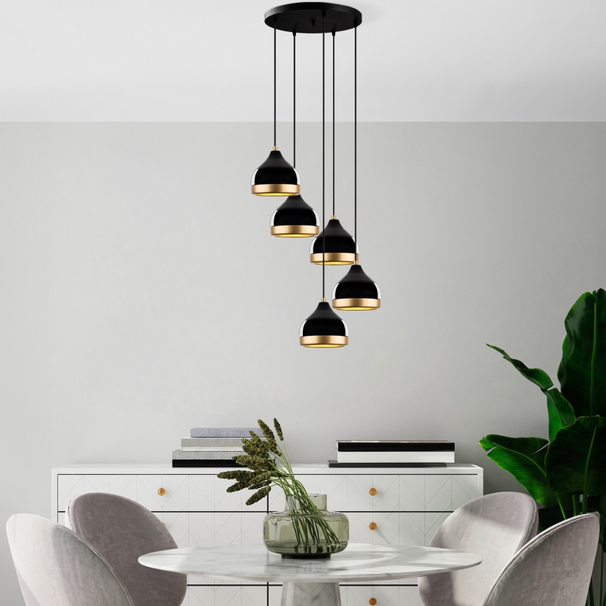 Lampa wisząca YILDO 5xE27/40W/230V czarna/złota