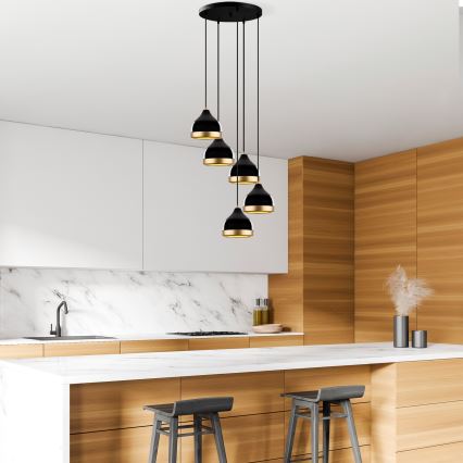 Lampa wisząca YILDO 5xE27/40W/230V czarna/złota