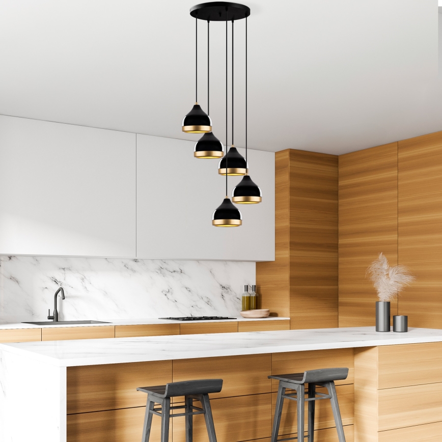 Lampa wisząca YILDO 5xE27/40W/230V czarna/złota
