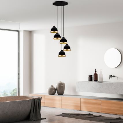 Lampa wisząca YILDO 5xE27/40W/230V czarna/złota