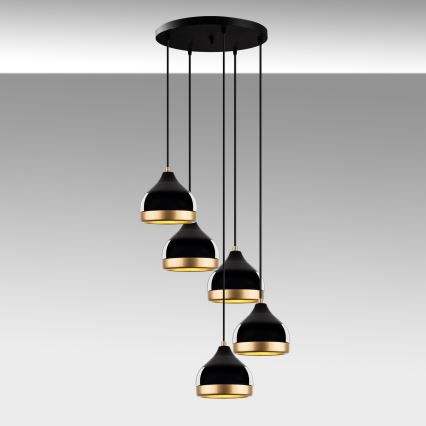Lampa wisząca YILDO 5xE27/40W/230V czarna/złota