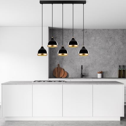 Lampa wisząca YILDO 5xE27/40W/230V czarna/złota