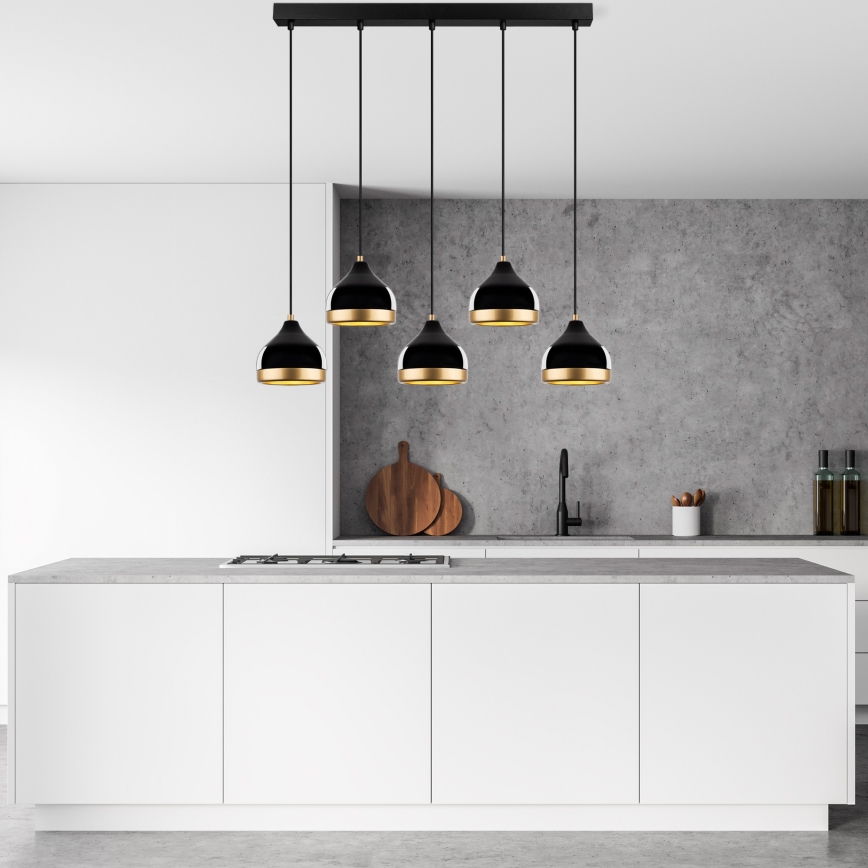 Lampa wisząca YILDO 5xE27/40W/230V czarna/złota